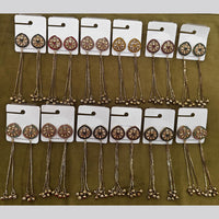 Dhwani Indo-Ethnic Crystal Stone And Pearl Kashmiri Ghungroo Dangler Earrings  (Pack of 12)
