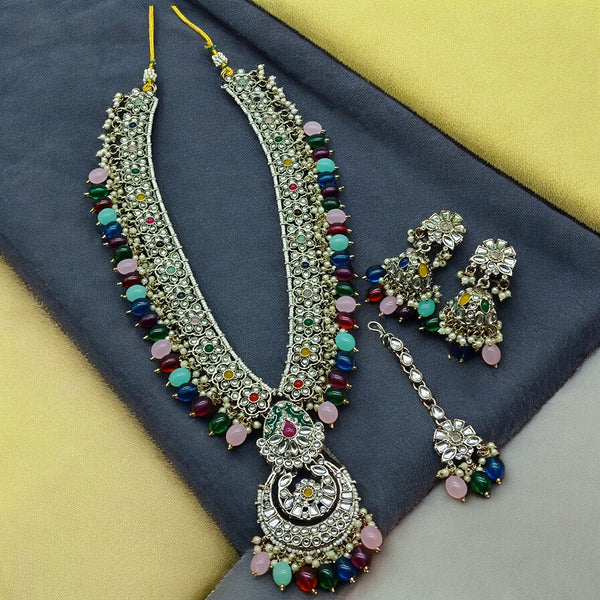 Gehana Mahal Gold Plated Kundan Stone And Beads Long Necklace Set