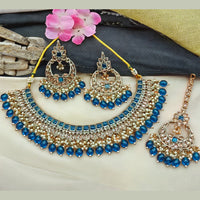 Gehana Mahal Gold Plated Crystal Stone Pearl And Beads Necklace Set