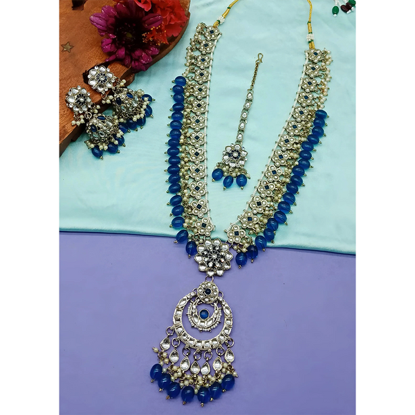 Gehana Mahal Kundan Stone And Meenakari Pearls Long Necklace Set