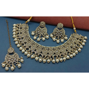 Gehana Mahal Gold Plated Crystal Stone Pearl And Beads Necklace Set