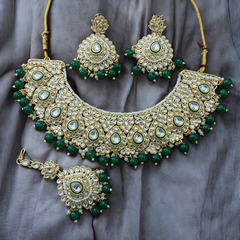 Gehana Mahal Gold Plated Kundan Stone Choker Necklace Set