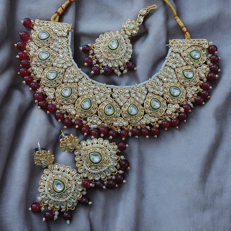 Gehana Mahal Gold Plated Kundan Stone Choker Necklace Set