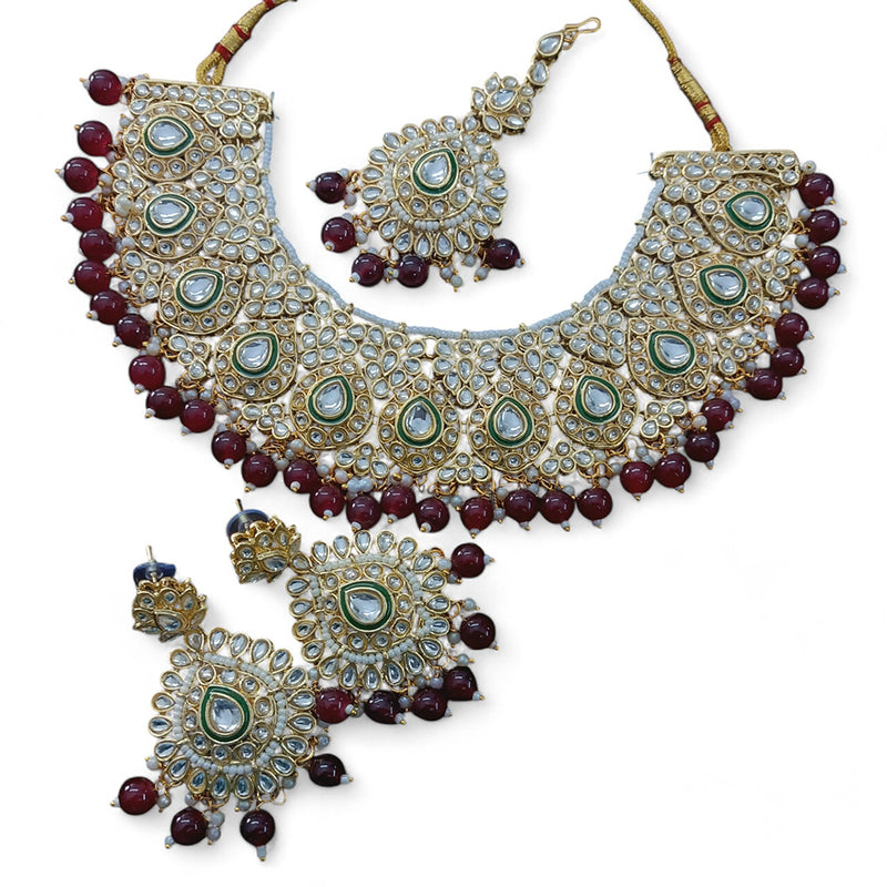 Gehana Mahal Gold Plated Kundan Stone Choker Necklace Set