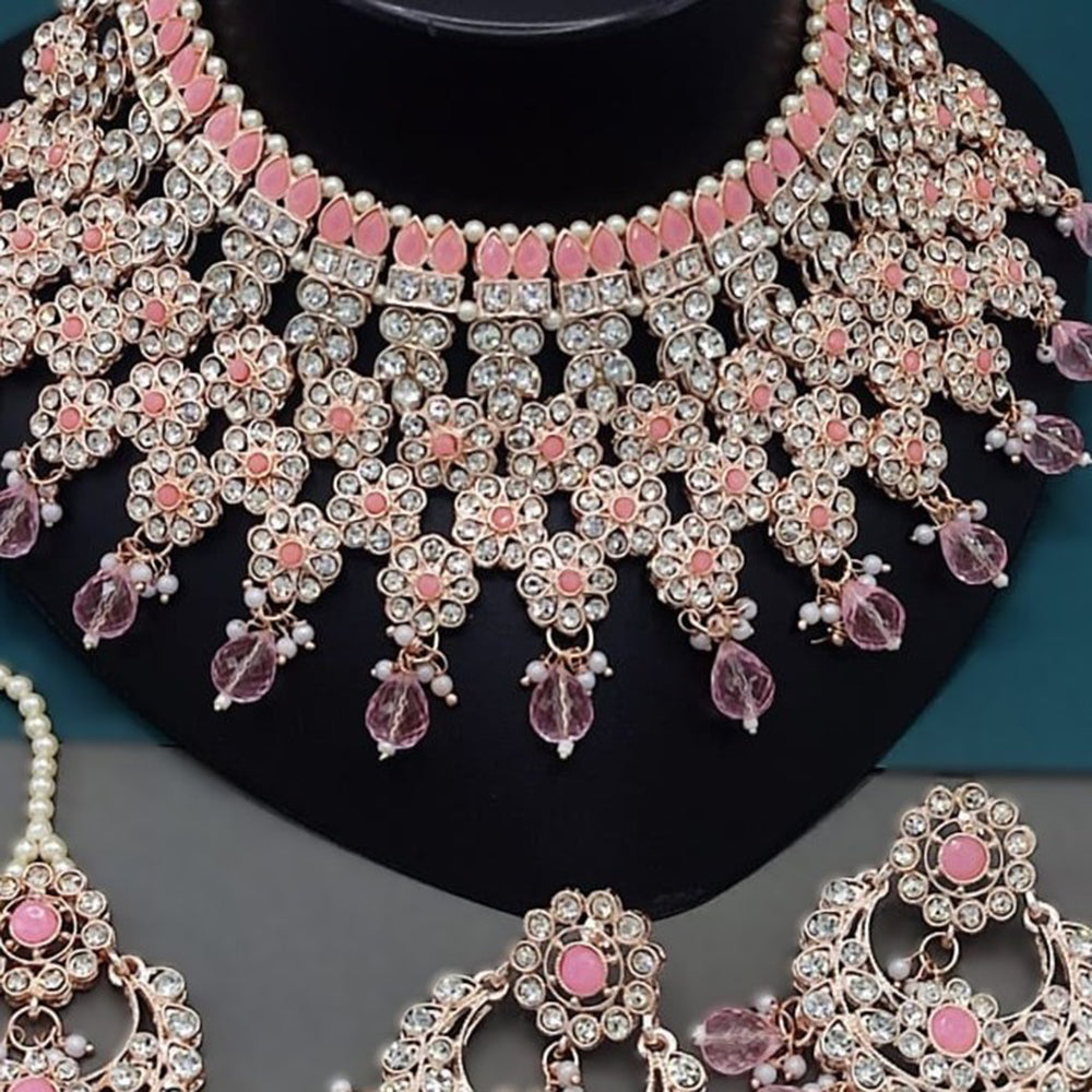 Gehana Mahal Gold Plated Austrian Stone And Beads Necklace Set
