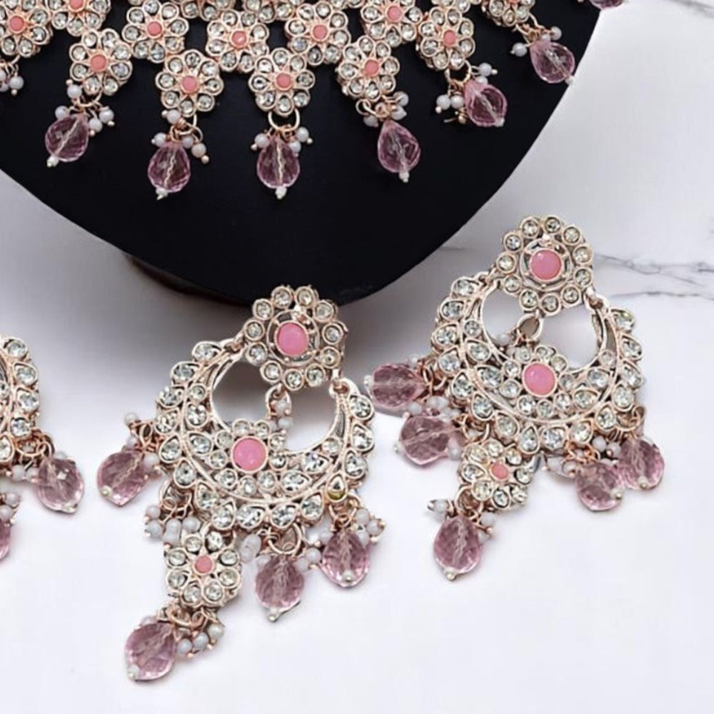Gehana Mahal Gold Plated Austrian Stone And Beads Necklace Set
