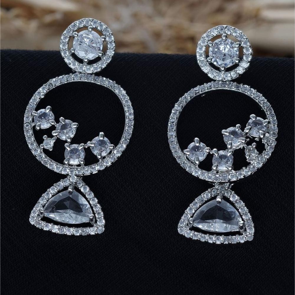 HR Sales Rhodium Plated Crystal And Austrian Stone Dangler Earrings