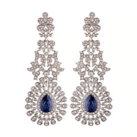 Etnico Silver Plated White Diamond Sparkling Dangle Earrings for Women (E2101ZBl)