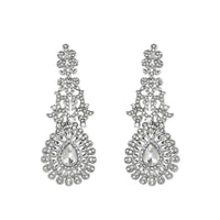 Etnico Silver Plated White Diamond Sparkling Dangle Earrings for Women (E2101ZW)