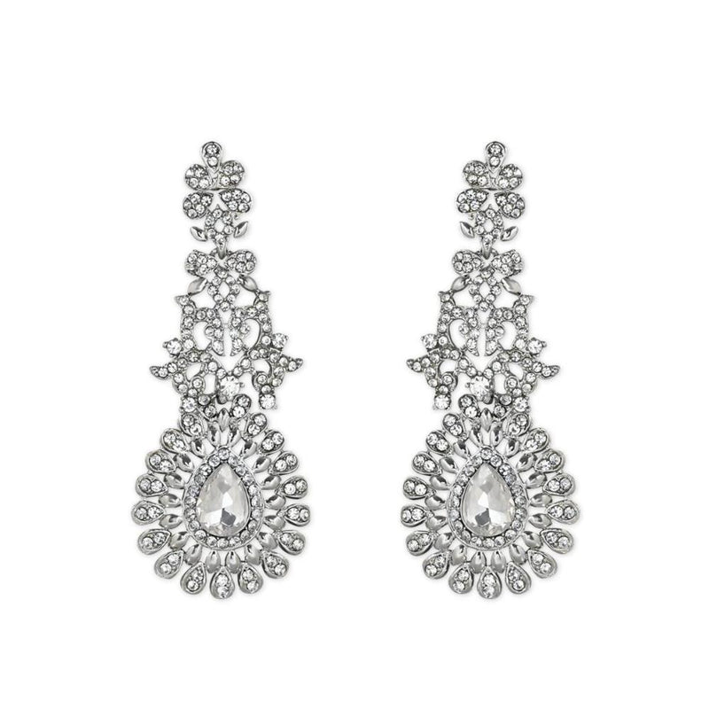 Etnico Silver Plated White Diamond Sparkling Dangle Earrings for Women (E2101ZW)