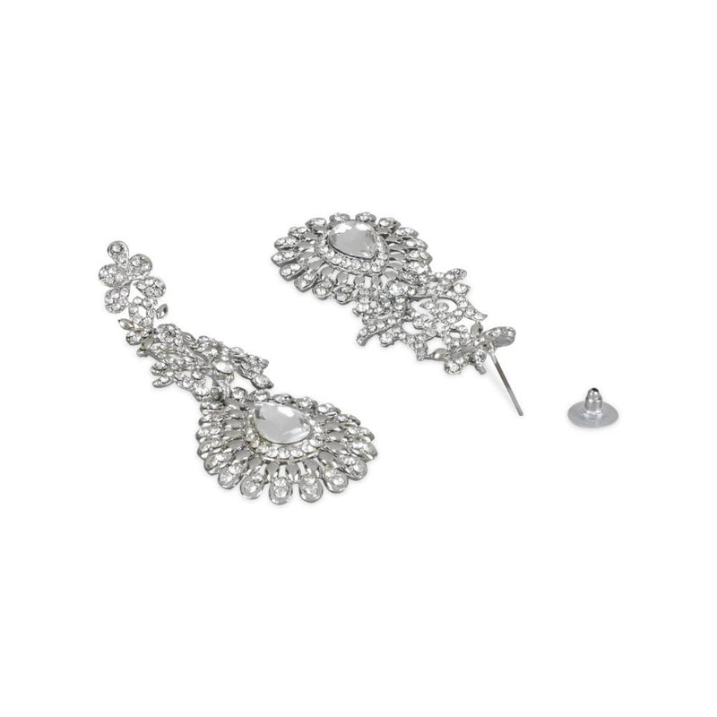 Etnico Silver Plated White Diamond Sparkling Dangle Earrings for Women (E2101ZW)