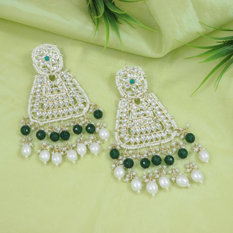 Etnico Gold Plated Traditional Kundan & Pearl Drop Dangle Earrings For Women (E2798G)