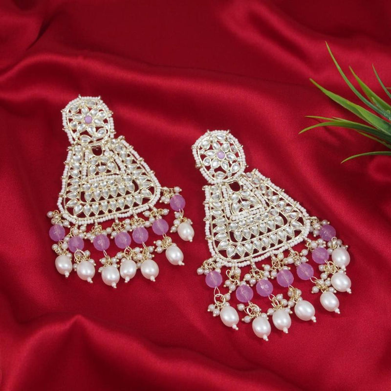 Etnico Gold Plated Traditional Kundan & Pearl Drop Dangle Earrings For Women (E2798Pu)