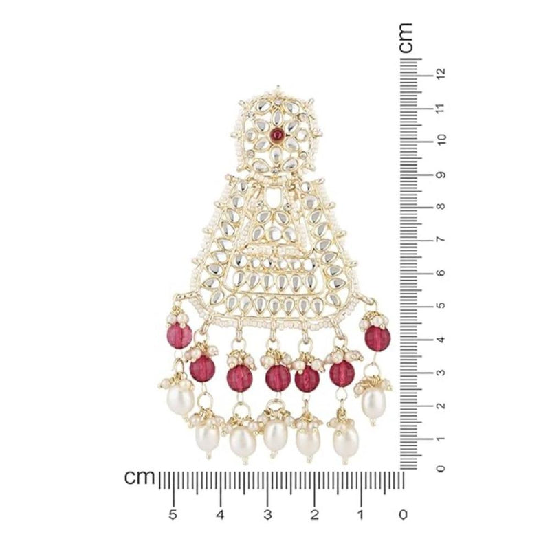 Etnico Gold Plated Traditional Kundan & Pearl Drop Dangle Earrings For Women (E2798Wi)