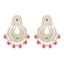 Etnico Gold Plated Traditional Kundan & Pearl Chandbali Earrings For Women (E2860Q)