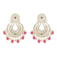 Etnico Gold Plated Traditional Kundan & Pearl Chandbali Earrings For Women (E2860Q)