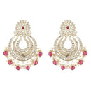 Etnico Gold Plated Traditional Kundan & Pearl Chandbali Earrings For Women (E2860Wi)
