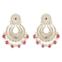 Etnico Gold Plated Traditional Kundan & Pearl Chandbali Earrings For Women (E2860Wi)