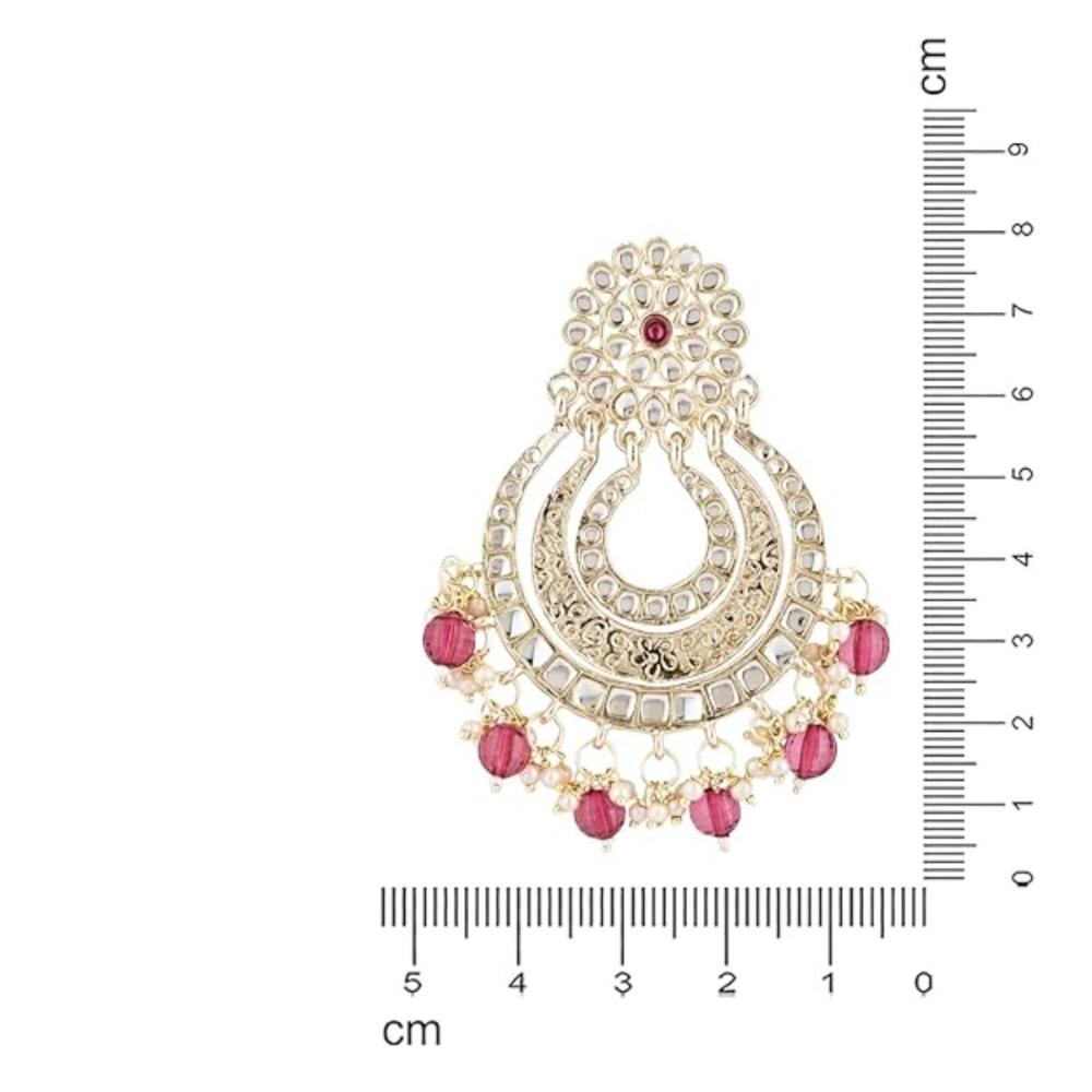 Etnico Gold Plated Traditional Kundan & Pearl Chandbali Earrings For Women (E2860Wi)