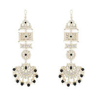 Etnico Gold Plated Traditional Kundan & Pearl Chandbali Earrings For Women (E2861B)