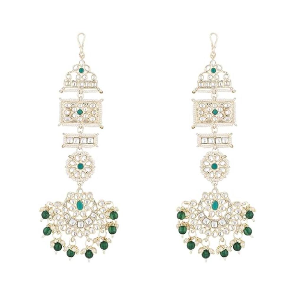 Etnico Gold Plated Traditional Kundan & Pearl Chandbali Earrings For Women (E2861G)