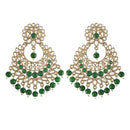 Etnico Gold Plated Traditional Kundan & Pearl Chandbali Earrings For Women (E2867G)