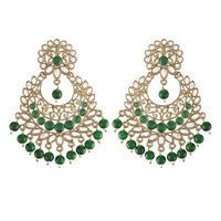 Etnico Gold Plated Traditional Kundan & Pearl Chandbali Earrings For Women (E2867G)