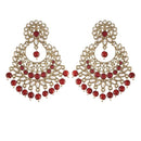 Etnico Gold Plated Traditional Kundan & Pearl Chandbali Earrings For Women (E2867M)