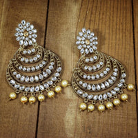 Etnico Gold Plated Traditional Kundan and Pearl Chandbali Earrings for Women (E2869W)