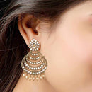Etnico Gold Plated Traditional Kundan and Pearl Chandbali Earrings for Women (E2869W)