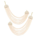 Etnico Gold Plated Multi Strand Earring with Ear Chain Embellished With Pearl For Women/Girls (E2882W)