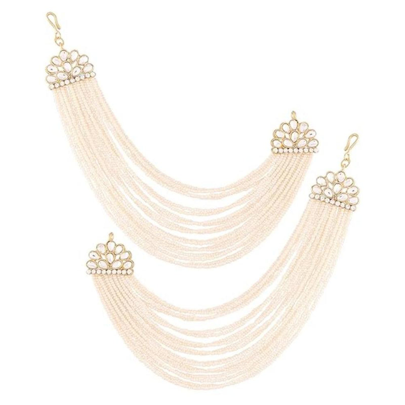 Etnico Gold Plated Multi Strand Earring with Ear Chain Embellished With Pearl For Women/Girls (E2882W)