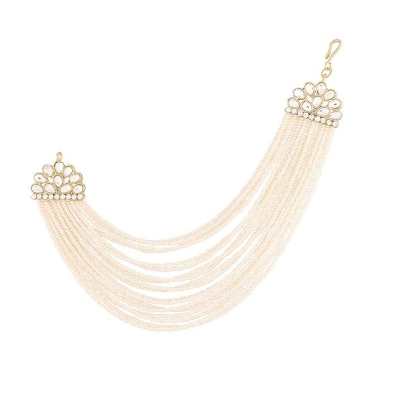 Etnico Gold Plated Multi Strand Earring with Ear Chain Embellished With Pearl For Women/Girls (E2882W)