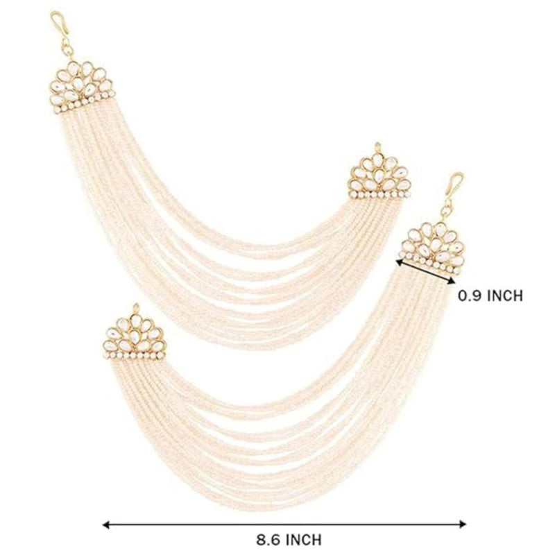 Etnico Gold Plated Multi Strand Earring with Ear Chain Embellished With Pearl For Women/Girls (E2882W)