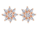 Etnico Stylish Latest Fashion Rose Gold Plated Cubic Zirconia American Diamoand Floral Stud Earrings For Women/Girls (E2889)