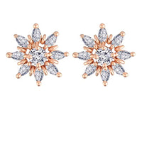 Etnico Stylish Latest Fashion Rose Gold Plated Cubic Zirconia American Diamoand Floral Stud Earrings For Women/Girls (E2889)