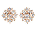 Etnico Stylish Latest Fashion Rose Gold Plated Cubic Zirconia American Diamoand Floral Stud Earrings For Women/Girls (E2891)