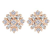 Etnico Stylish Latest Fashion Rose Gold Plated Cubic Zirconia American Diamoand Floral Stud Earrings For Women/Girls (E2891)