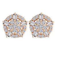 Etnico Stylish Latest Fashion Rose Gold Plated Fashion Cubic Zirconia American Diamoand Round Stud Earrings For Women/Girls (E2892)