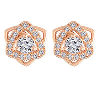 Etnico Stylish Latest Fashion Rose Gold Plated Cubic Zirconia American Diamoand Floral Stud Earrings For Women/Girls (E2894)