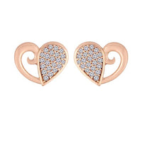 Etnico Stylish Latest Fashion Rose Gold Plated Fashion Cubic Zirconia American Diamoand Heart Shape Stud Earrings For Women/Girls (E2895)