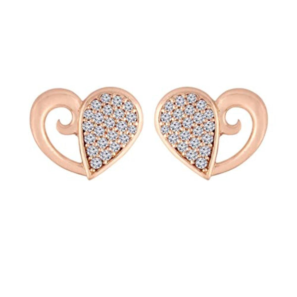 Etnico Stylish Latest Fashion Rose Gold Plated Fashion Cubic Zirconia American Diamoand Heart Shape Stud Earrings For Women/Girls (E2895)