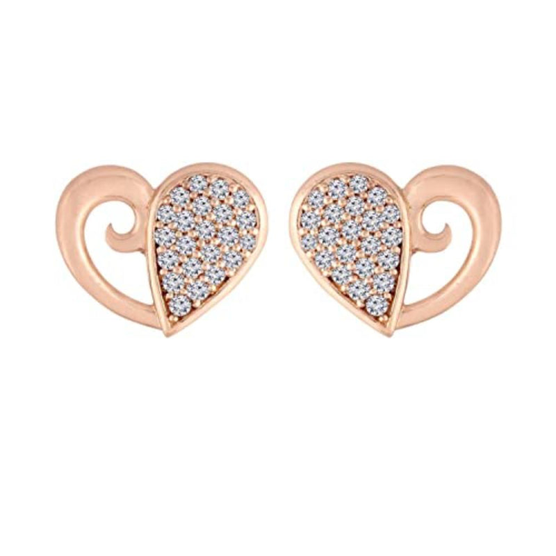 Etnico Stylish Latest Fashion Rose Gold Plated Fashion Cubic Zirconia American Diamoand Heart Shape Stud Earrings For Women/Girls (E2895)