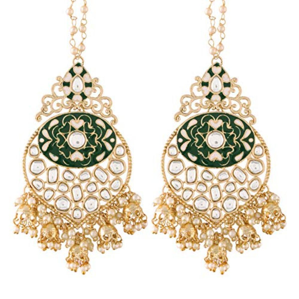 Etnico 18K Alloy with Pearl Traditional Earrings for Women, Green