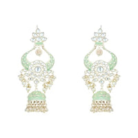 Etnico Gold Plated Traditional Kundan Pearl Meenakari Jhumka Earrings For Women/Girls (E2902Min)