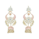 Etnico Gold Plated Traditional Kundan Pearl Meenakari Jhumka Earrings For Women/Girls (E2902Pi)