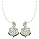 Etnico Ethnic Silver Plated Kundan Meenakari Pearl Hanging With Ear chain earrings for women/Girls (E2903ZG)