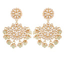 Etnico Women's 18K Gold Plated Matt Finish Chandbali Earrings Handcrafted Kundan & Pearl (E2911Min)