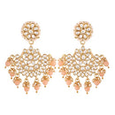 Etnico Women's 18K Gold Plated Matt Finish Chandbali Earrings Handcrafted Kundan & Pearl (E2911Pe)