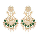 Etnico Gold Plated Traditional Kundan & Pearl Chandbali Earrings for Women (E2916G)